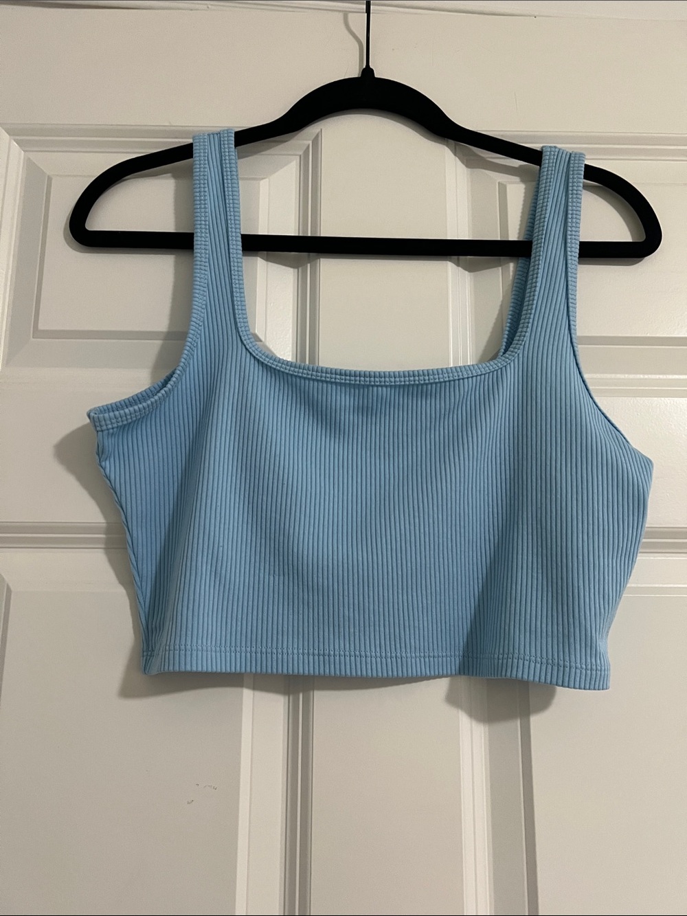 Hollister Light Blue Ribbed Square-Neck Crop Tank